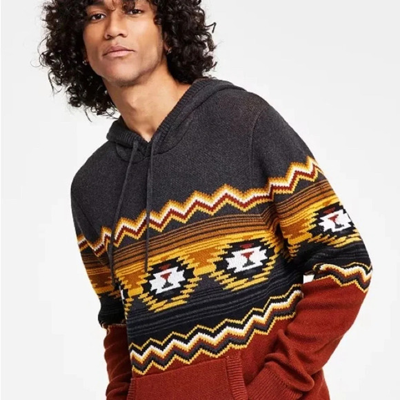 Sun + Stone Men's Gray
Jacquard Hooded Sweater Size S - Picture 1 of 12
